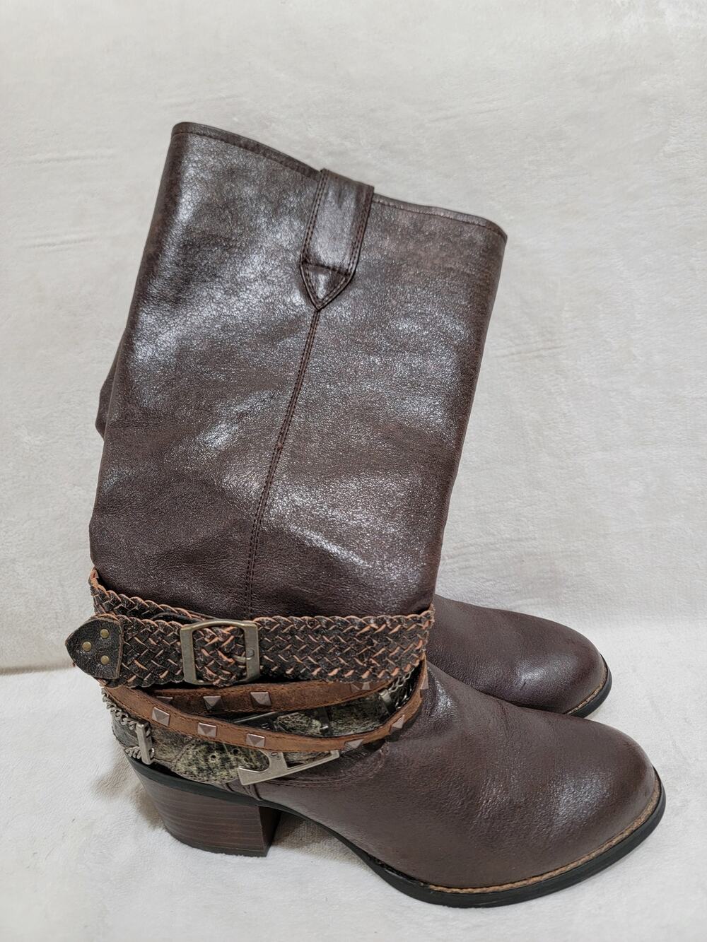 DURANGO Crush Boots Western Cowboy DRD0073 Ankle Belt Brown Women's Size 9.5 M